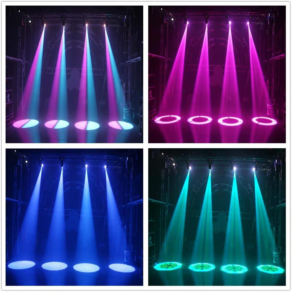 2Pack 60W LED Moving Head Light 8 GOBO 8 Pattern Spotlight by DMX Controlled 9/11 Channel for Disco Club Party Stage Lighting Shows (60W+LED-2Pack)