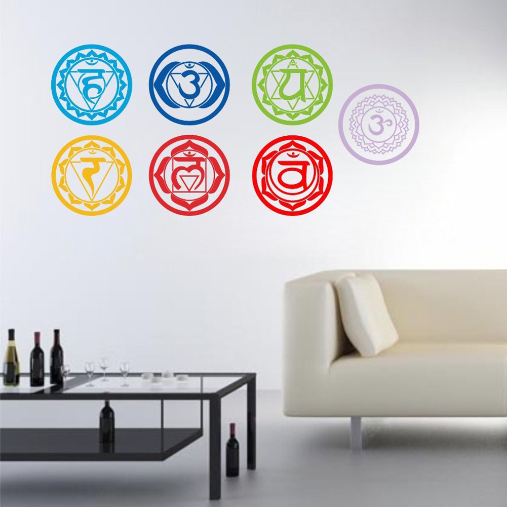 Vinilos Decorativos Meditación Pegatinas Yoga Bangle009 - 7 Diseños Om,  Chakras Y Mandala | PVC Decorativo | Para Paredes Lisas Decoración  Mindfulness, image size:1001x1001