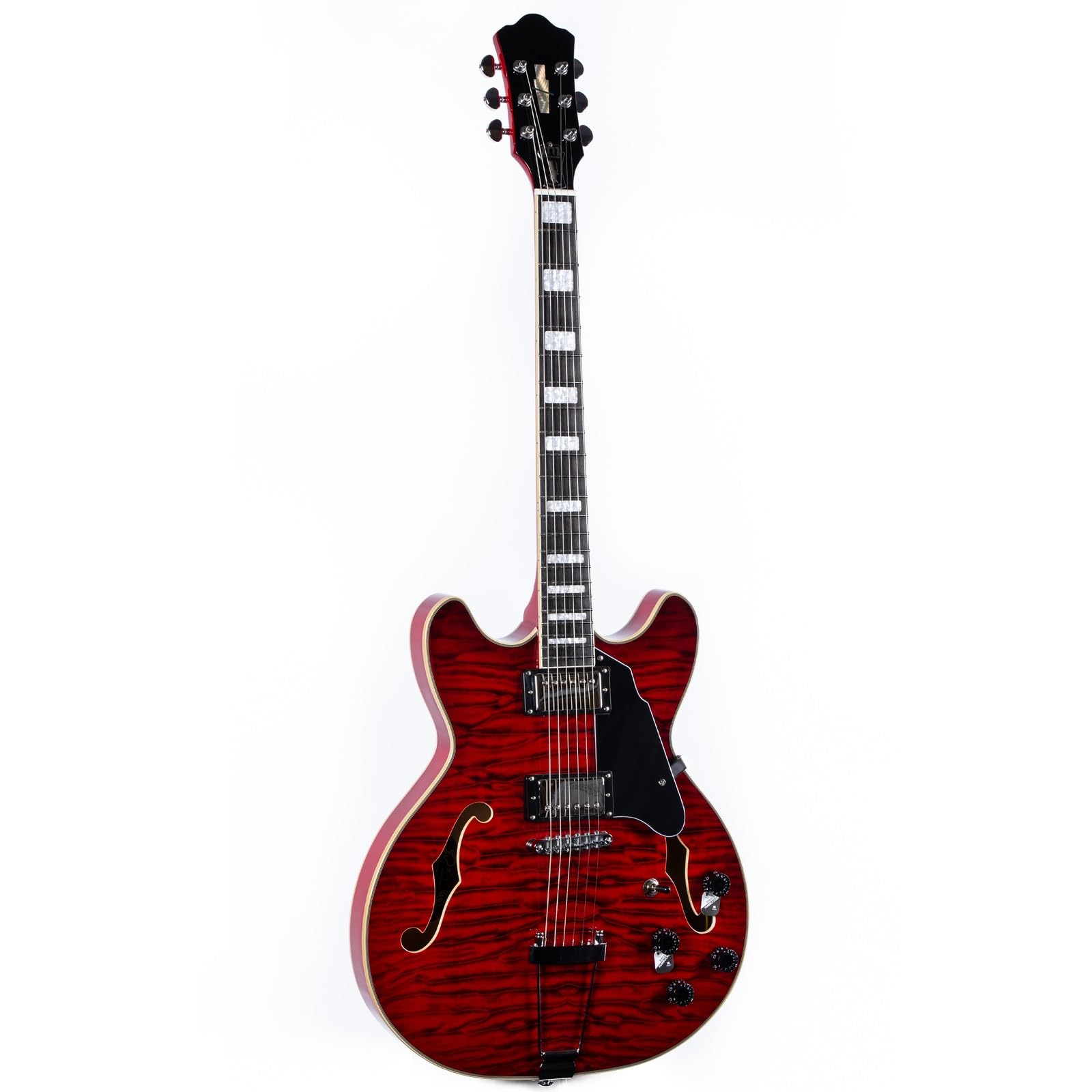 Standard Gitara Elektryczna Profesjonalna Praworęczna 6 Strunowa Gitara Elektryczna Typu Semi Hollow Body Cienka Łukowata Górna Trwała(Type 4)