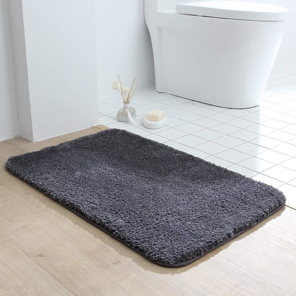 2-teiliges Super Plüsch-Badmatten-Teppichset aus Rutschfester Mikrofaser, superabsorbierender Badteppich Bad-Duschmatte Set-grau 20 x 20 Zoll + 24 x 35 Zoll