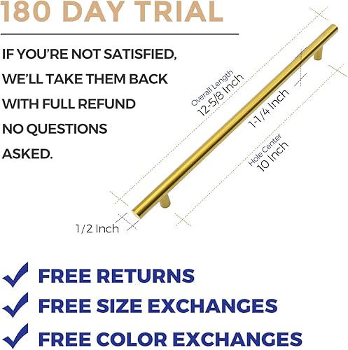 Miniatura 10 de Ravinte Paquete de 20 manijas doradas de gabinete de 5 pulgadas, manijas de gabinete de cocina de latón cepillado, tiradores de cajones modernos,