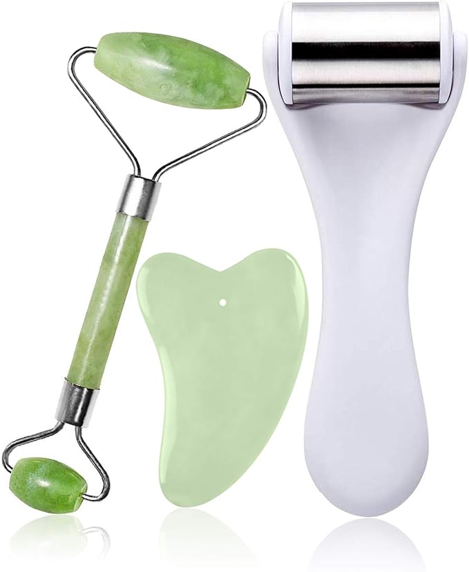 Ice Roller for Face & Eye Puffiness Relief 3 Pcs Face Ice Jade Roller