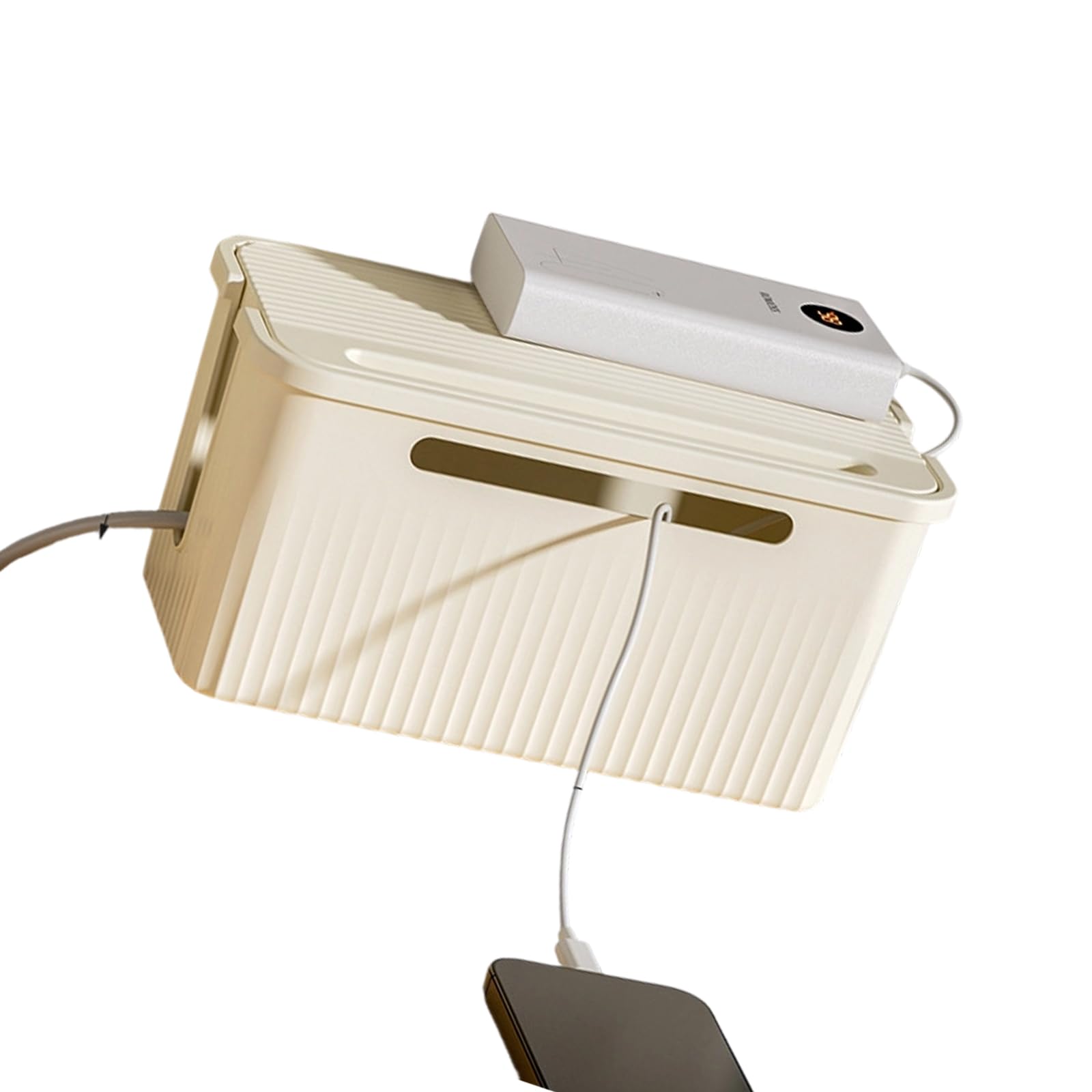 Jazuaiao White Cable Organizers With Ventilated Designs For Efficient Heat Dissipation And Neat Wire Arrangement Cable Storage With Lid