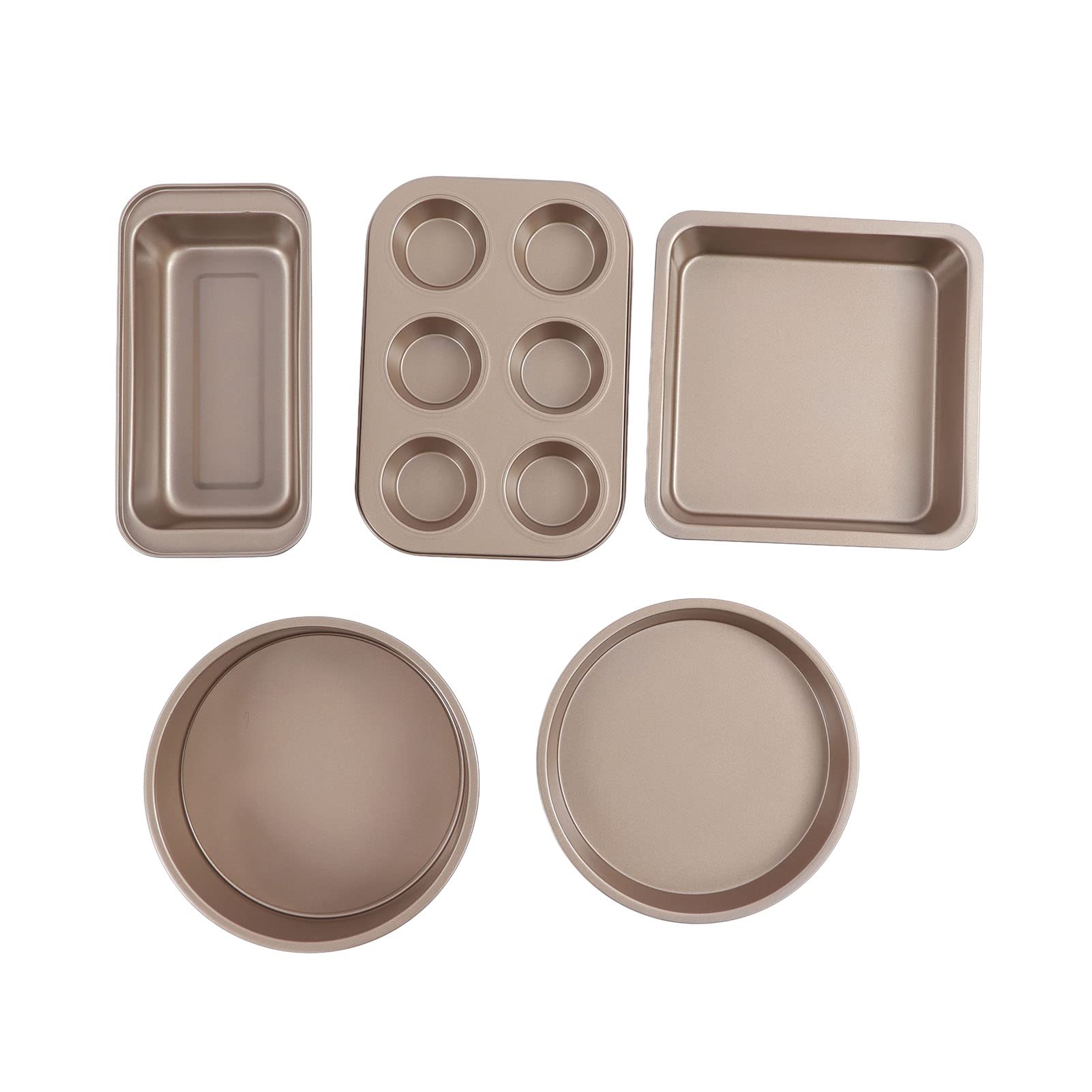 Cocoarm Backformen-Set, Backformen-Set aus Kohlenstoffstahl mit Antihaftbeschichtung, 5-teiliges, Ofenfest Bis 250 °C, mit Pizzablech, Kuchenform, Muffinform für das Backen in der Küche zu Hause