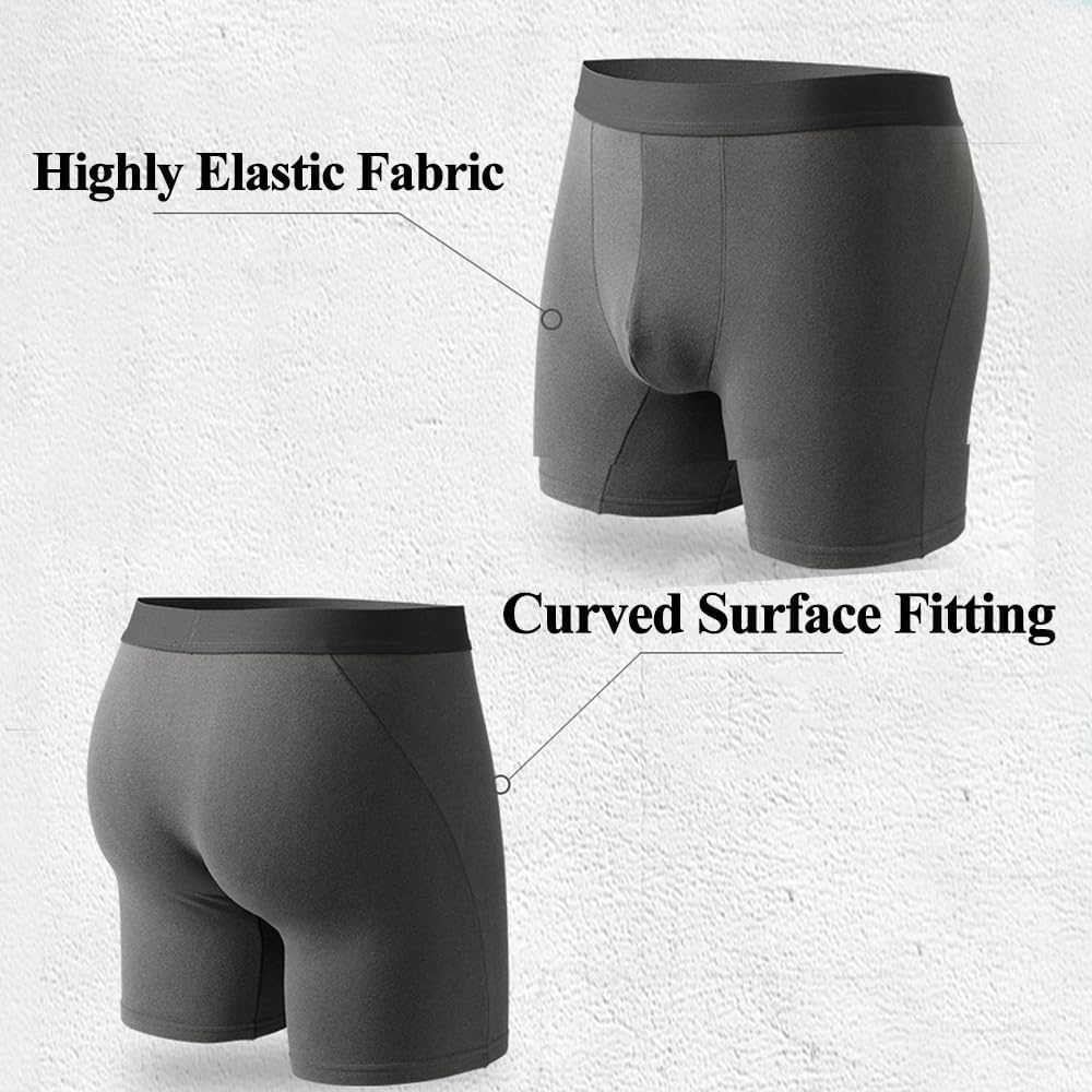 Men's Winter Thermal Fleece Lined Boxer Briefs, Fleece Lined Thermal Underwear, Winter Warm Sports Long Boxer Briefs