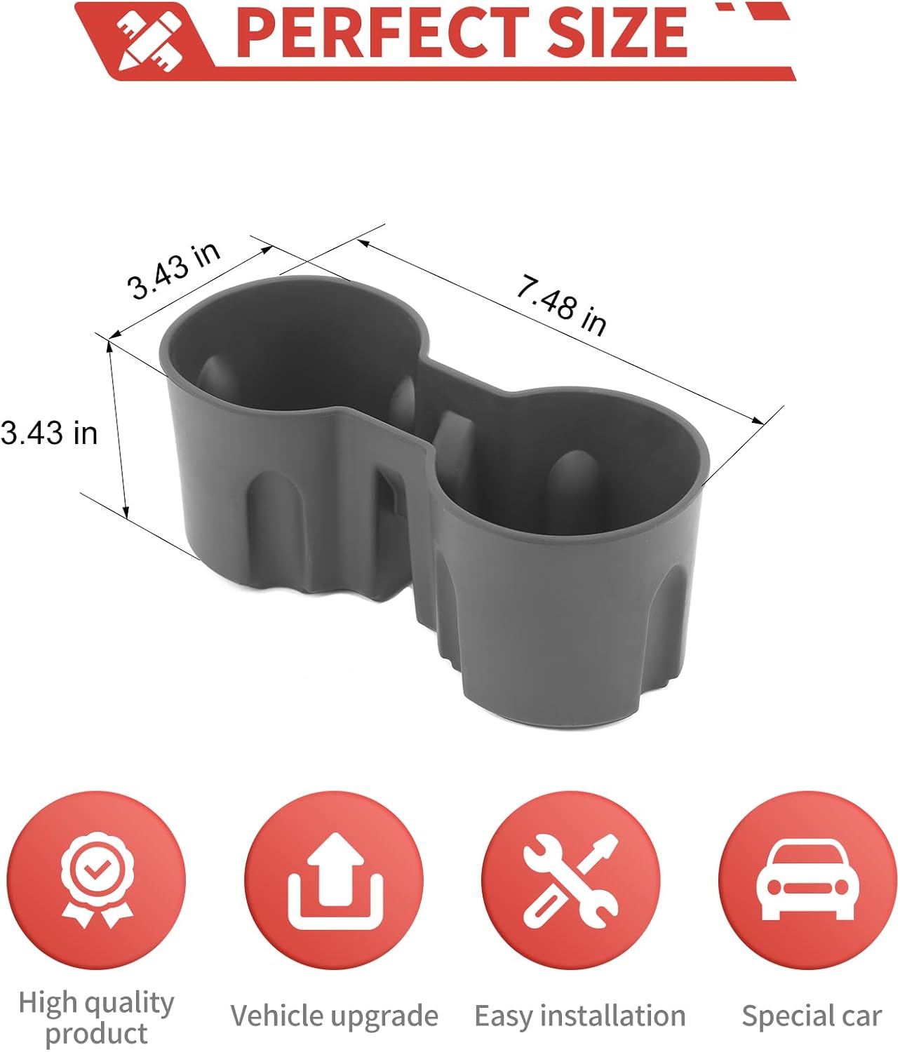 Cup Holder Insert fit for Ford Bronco 2/4 Door 2021+ Front Gear Shift Cup Holder Insert Interior Accessories(Not Fit for Bronco Sport)