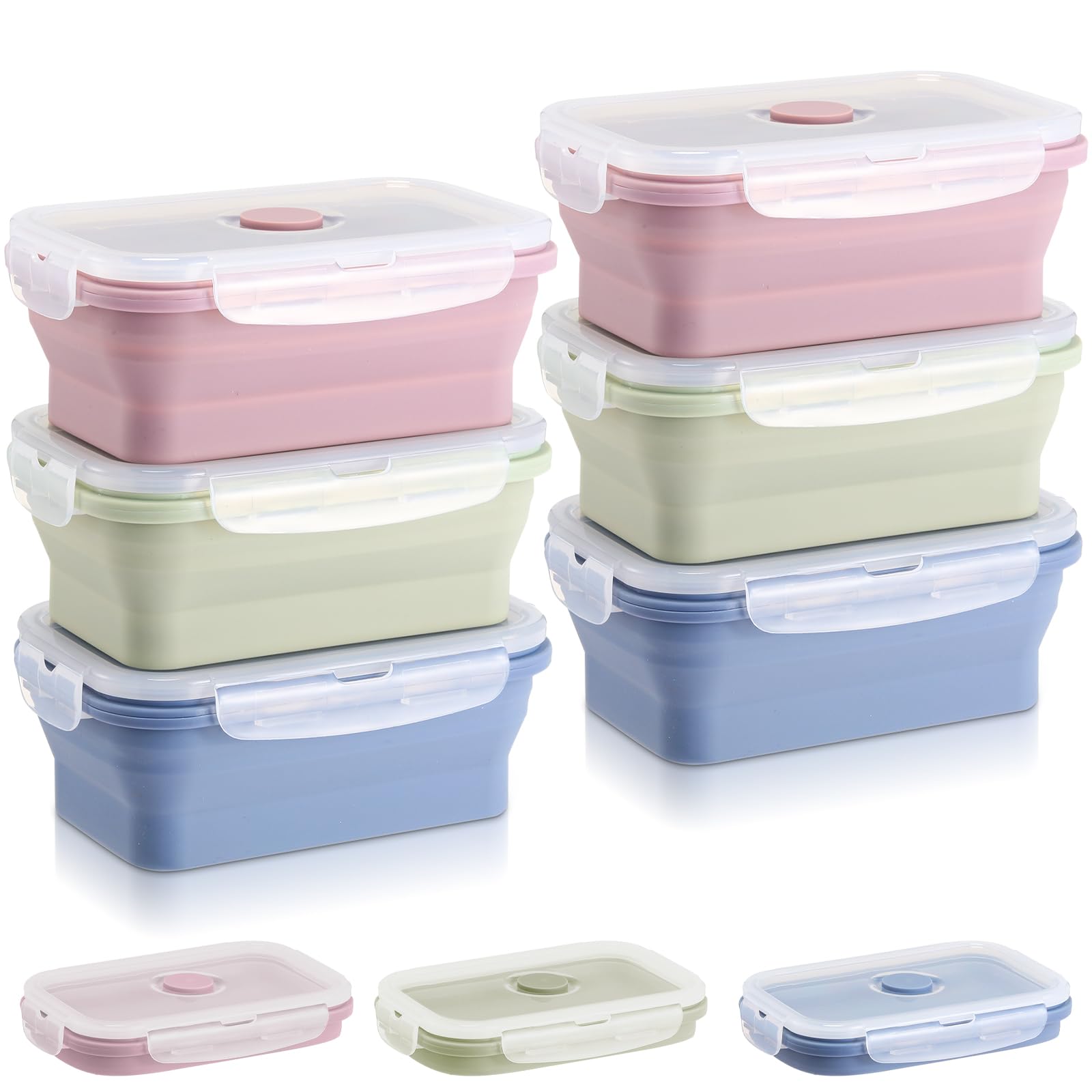 Photo 1 of Mifoci Collapsible Food Storage Containers with Lid, Morandi, 18.6 oz