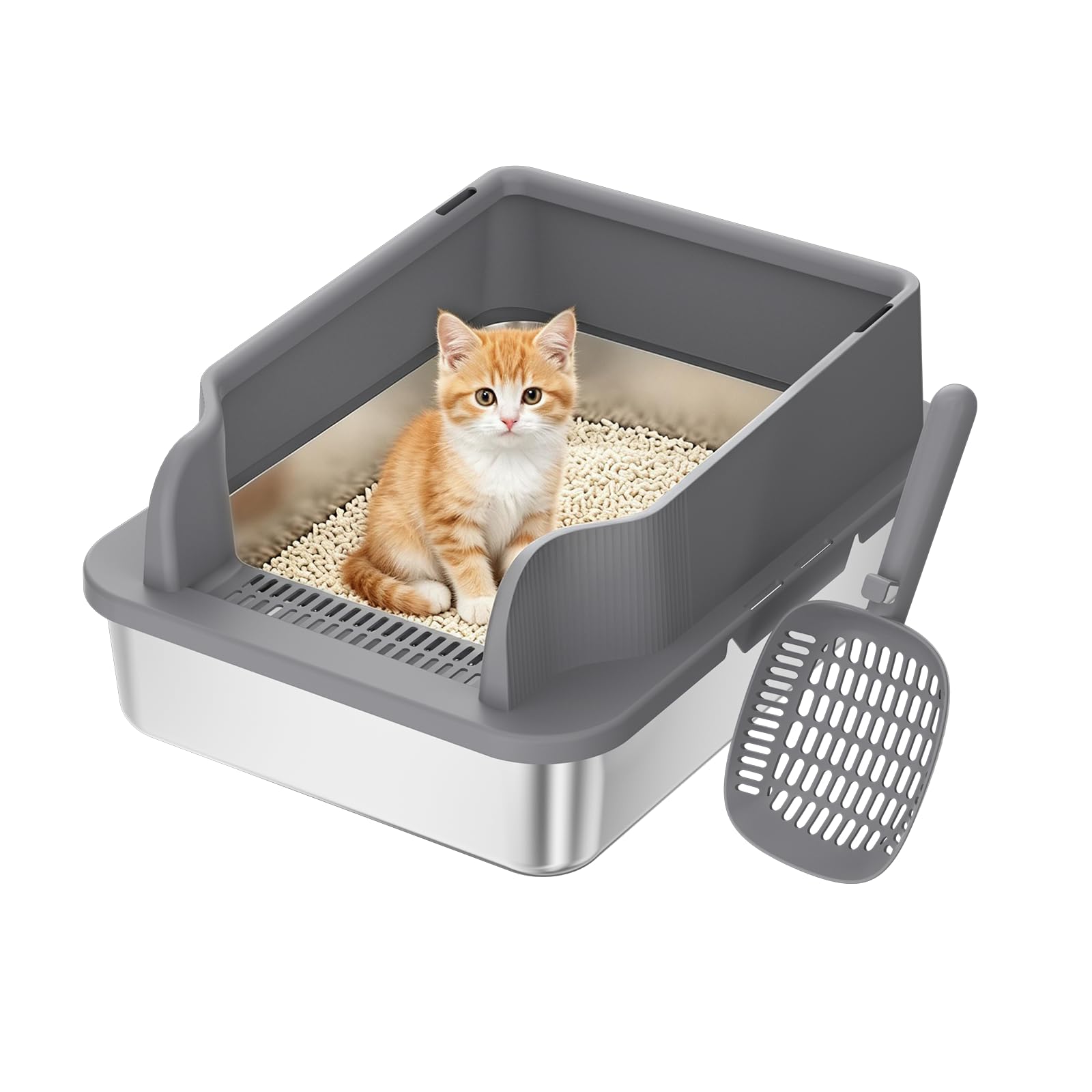 Stainless Steel Cat Litter Box for Small Cats Kitten