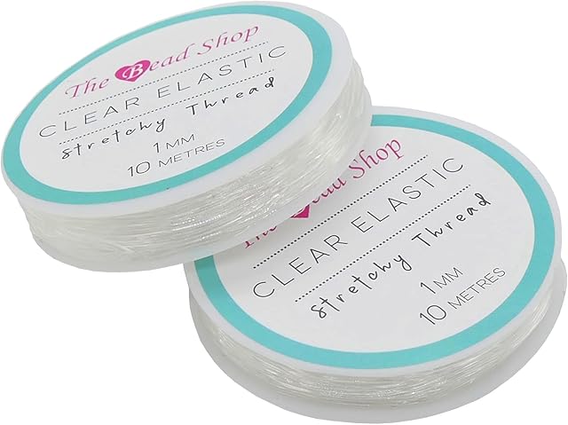 2 Rolls Clear Stretch Elastic 1mm 10 metres Jewellery Making Bead Threading Bracelets