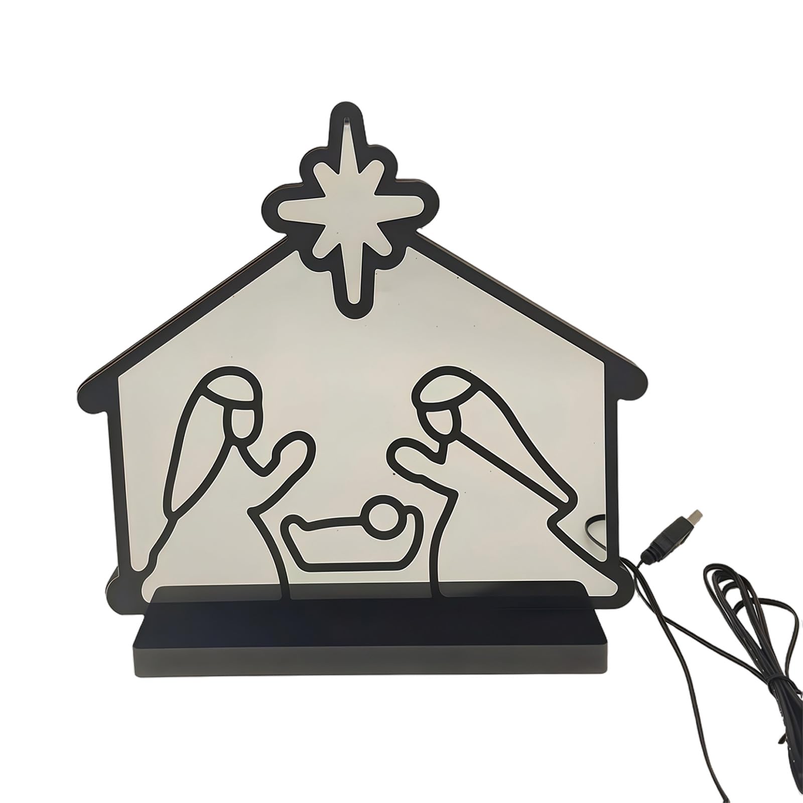 Msioytog LED Lighting Nativity Scene Atmospheres Table Ornament PVC Texture Suitable for Home and Event Decors Creative Moods Light