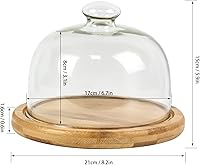 Vista 7 de Cúpula de postre de cristal de 7.1 pulgadas con base, mini bandeja decorativa para pasteles con cubierta de cúpula de cristal, bandeja de servidor