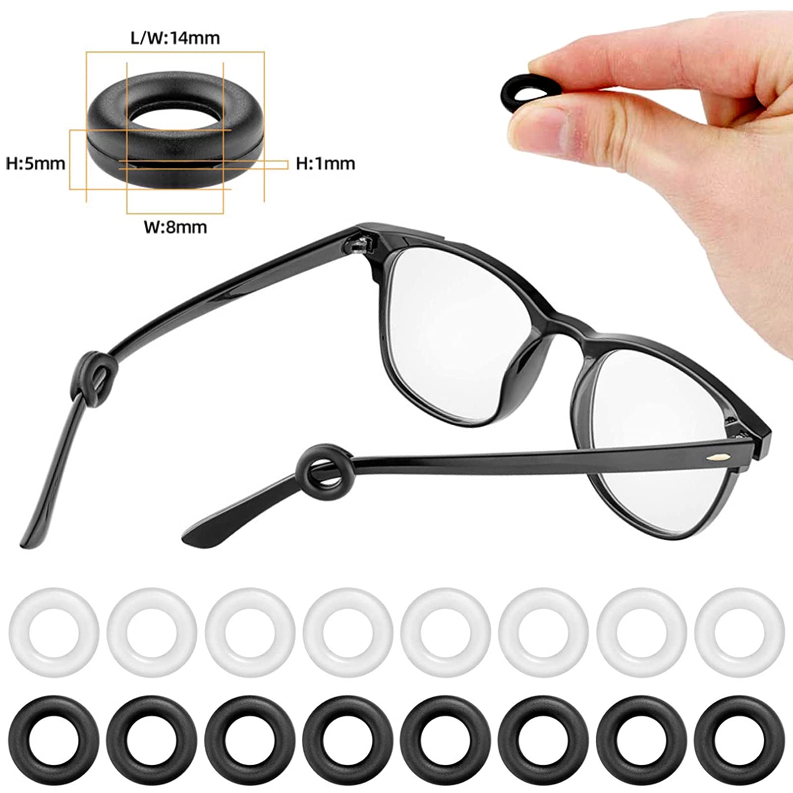 VEGCOO 26 pares de gafas antideslizantes de silicona con gancho para las orejas, almohadillas adhesivas para la nariz, lentes para la nariz, puntas de las sienes, retenedor de manga, soportes para