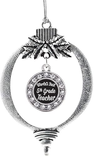 Miniatura 189 de Inspired Silver - My Vintage Initials - Adorno con dije de letra V - Adornos navideños de círculo plateado con joyas de circonita cúbica