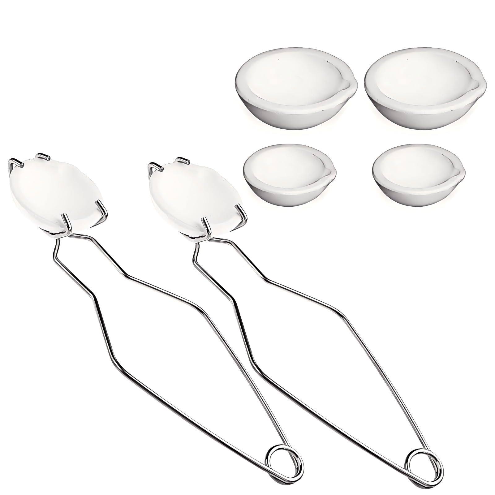 Anazous 8 Pieces Ceramic Crucible Kit Include Ceramic Quartz Crucibles Bowl for Melting Gold Silver Copper Smelting Metal Casting Jewelry（2 Whipclip