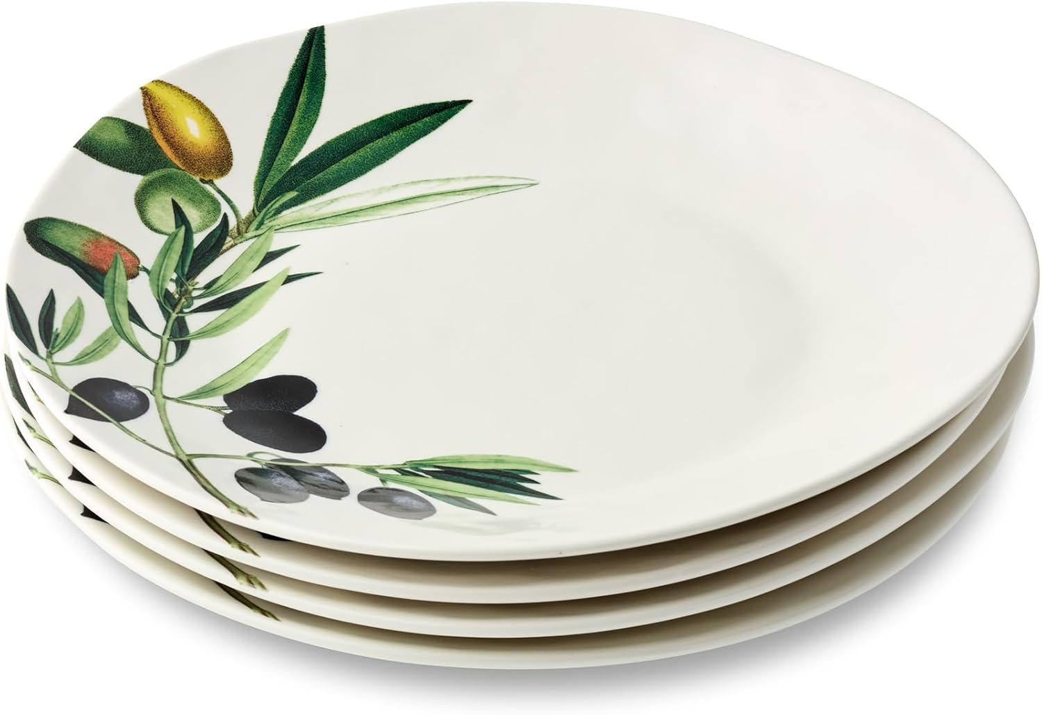Olivia 11-Inch Stoneware Dinner Plates, Set of 4 - Stunning Olive Branch Design, Perfect for Serving Elegant Dinners, Hearty Entrees, Fresh Salads, and Gourmet Meals