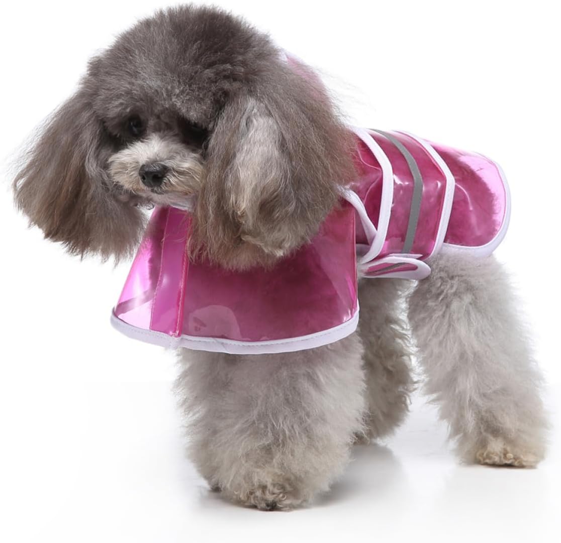 Pet Dog Raincoat Hooded Reflective Rain Jacket Waterproof Rosy Large Size for Golden Retrievers and Big Dogs
