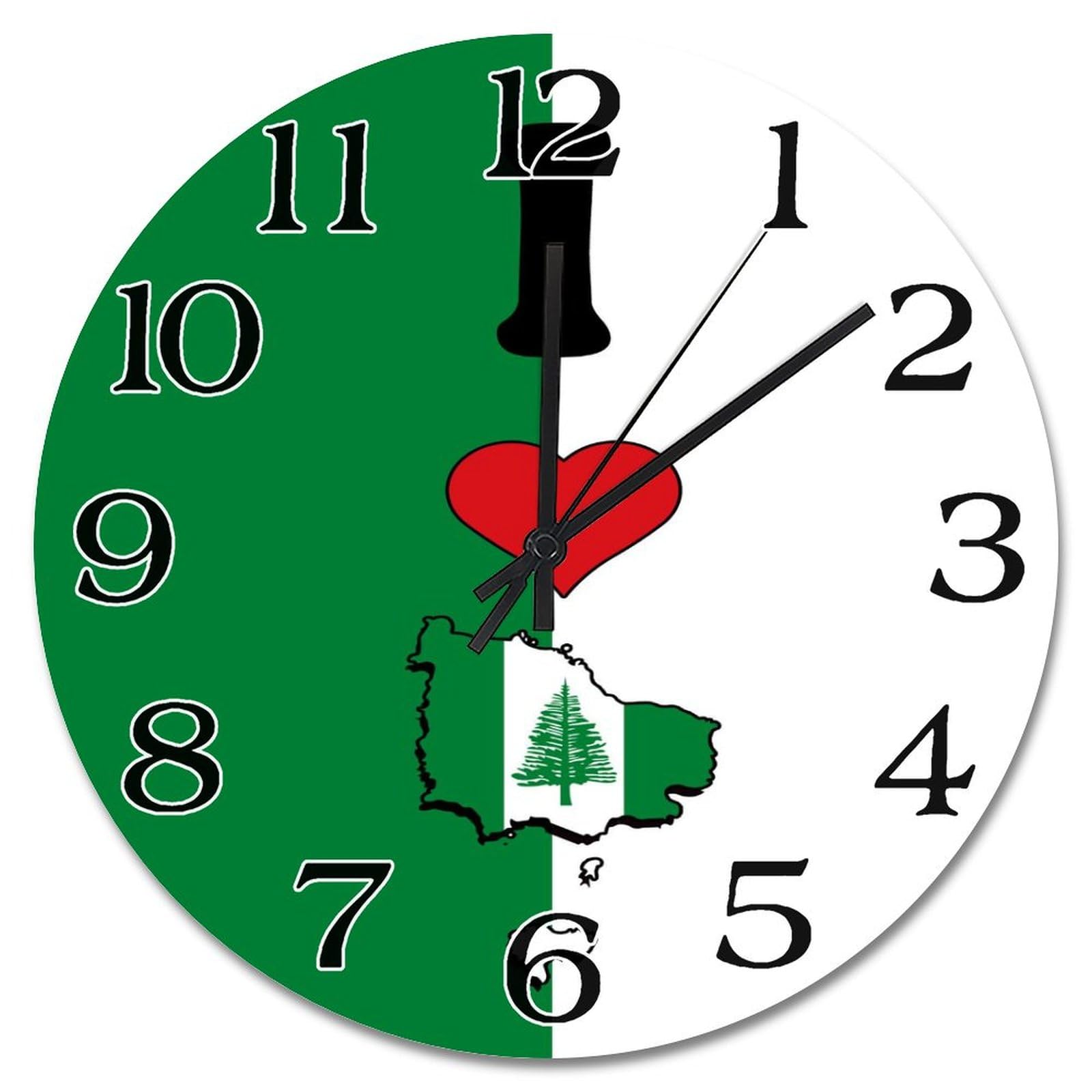 Horloge murale drapeau Islande Norfolk 38 cm sans fil pour mur vide