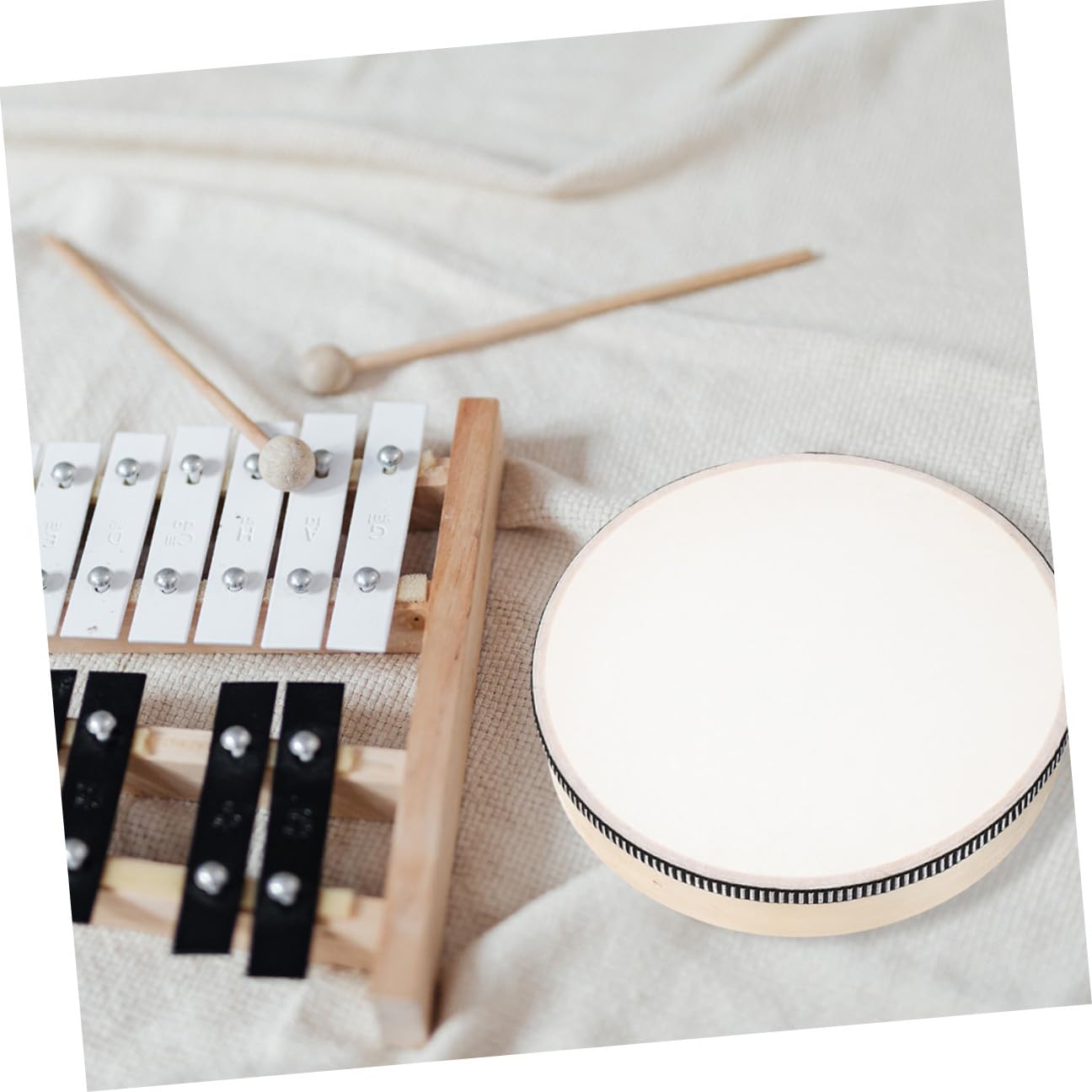 Tambores De Mano De Madera para Adultos 3 Piezas (6 , 8 , 10 ) Instrumento Pandereta Profesional Percusión Educativa para Desarrollo Rítmico y Aprendizaje Musical
