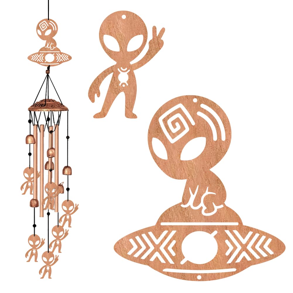 BEUNITONE Alien Style Metal Wind Chimes for Outside, Hanging Waterproof Aluminum Windchimes with Hook for Outdoor Garden Patio Porch Decor, 33“ Memorial Wind Chimes Friendship Gifts for Women — image 1