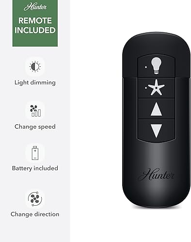 Miniatura 7 de Hunter - Brazos 51535 Ventilador de techo negro mate para interiores y exteriores de 52 pulgadas con kit de luz LED regulable, control remoto, motor