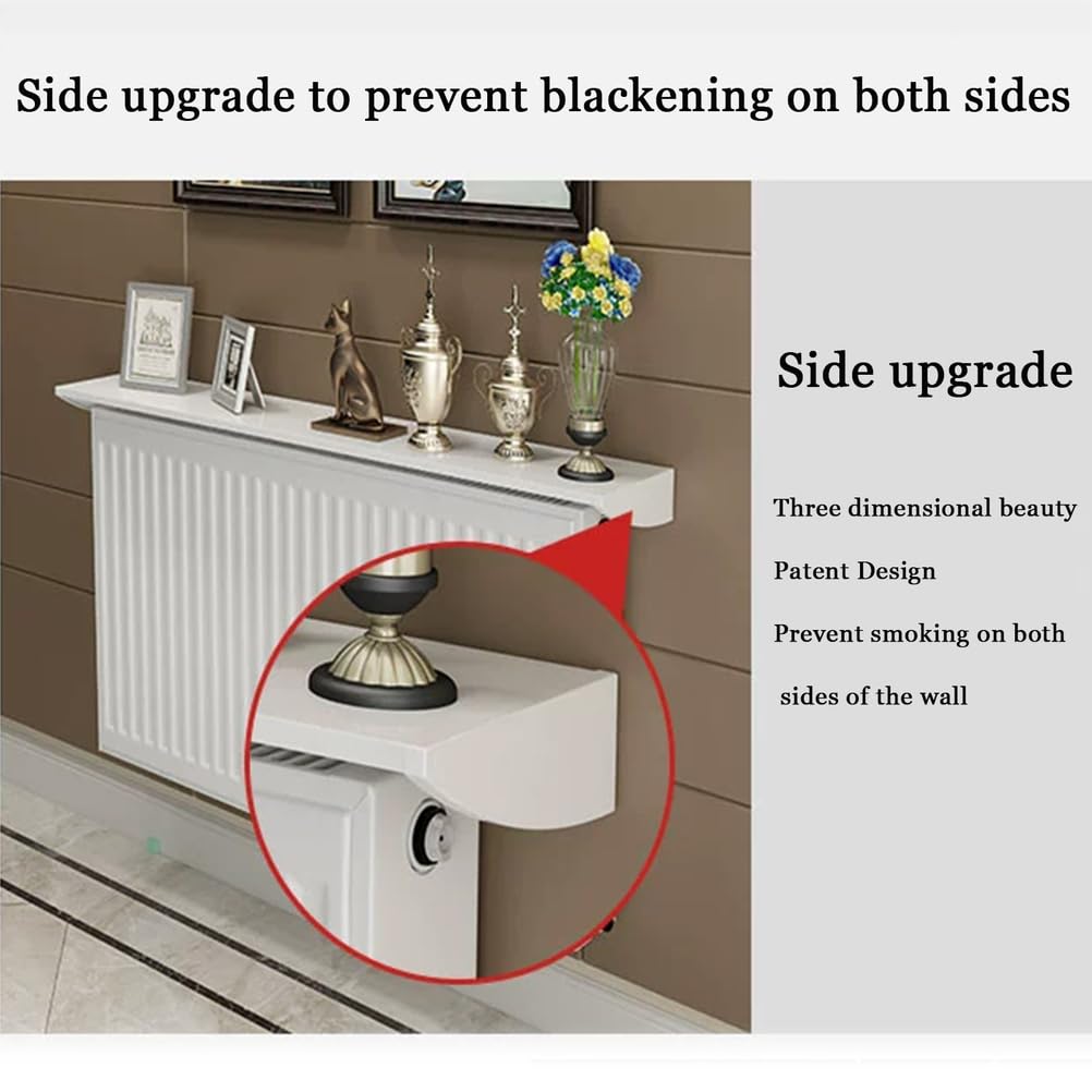 Antipolvere Antifumo Mensola sopra Mensola sopra Termosifone, Bianco Mensola Termosifone, Lega di Alluminio Copritermosifone, Senza Foratura Easy Fit,70cm