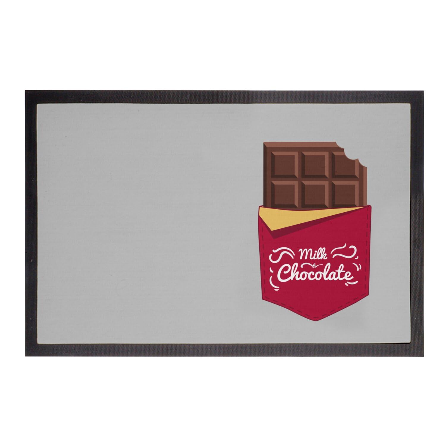Paillasson gris original grand format 75x50cm dessin chocolat au lait