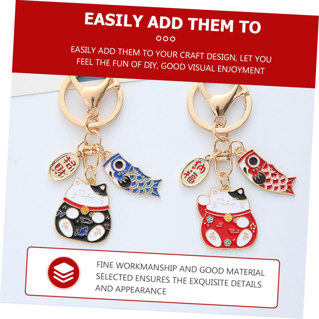Homoyoyo 2piezas Llavero Del Gato Suerte Pequeño Llavero Decorativo De Estilo Japonés Colgante De Bolso De Dibujos Animados Accesorio De Llave Para Colgar El Bolso