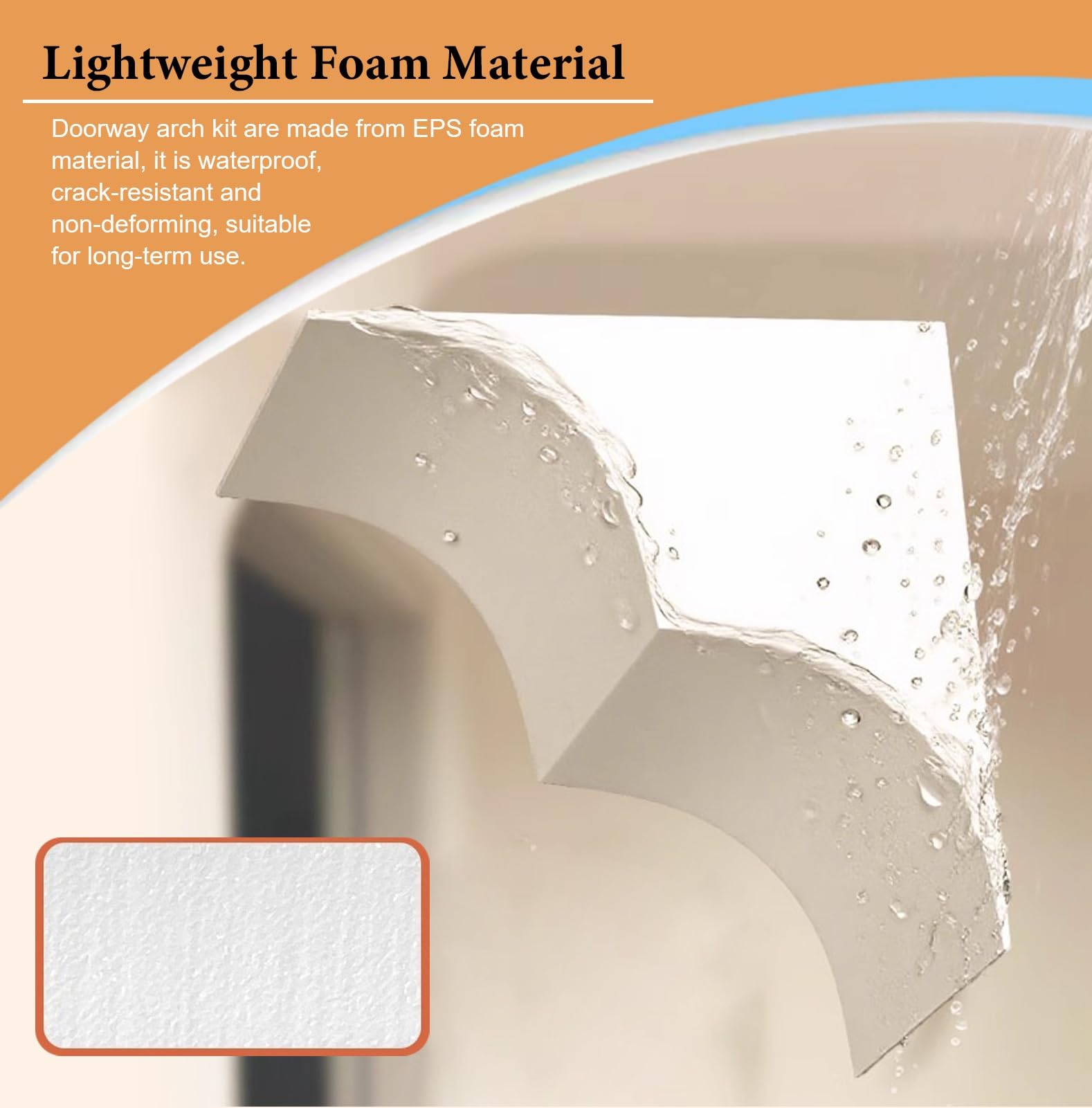 Kit de arco de puerta redondeado – espuma, borde precurvado pintable para sala de estar, moldura superior de medio círculo para decoración del hogar