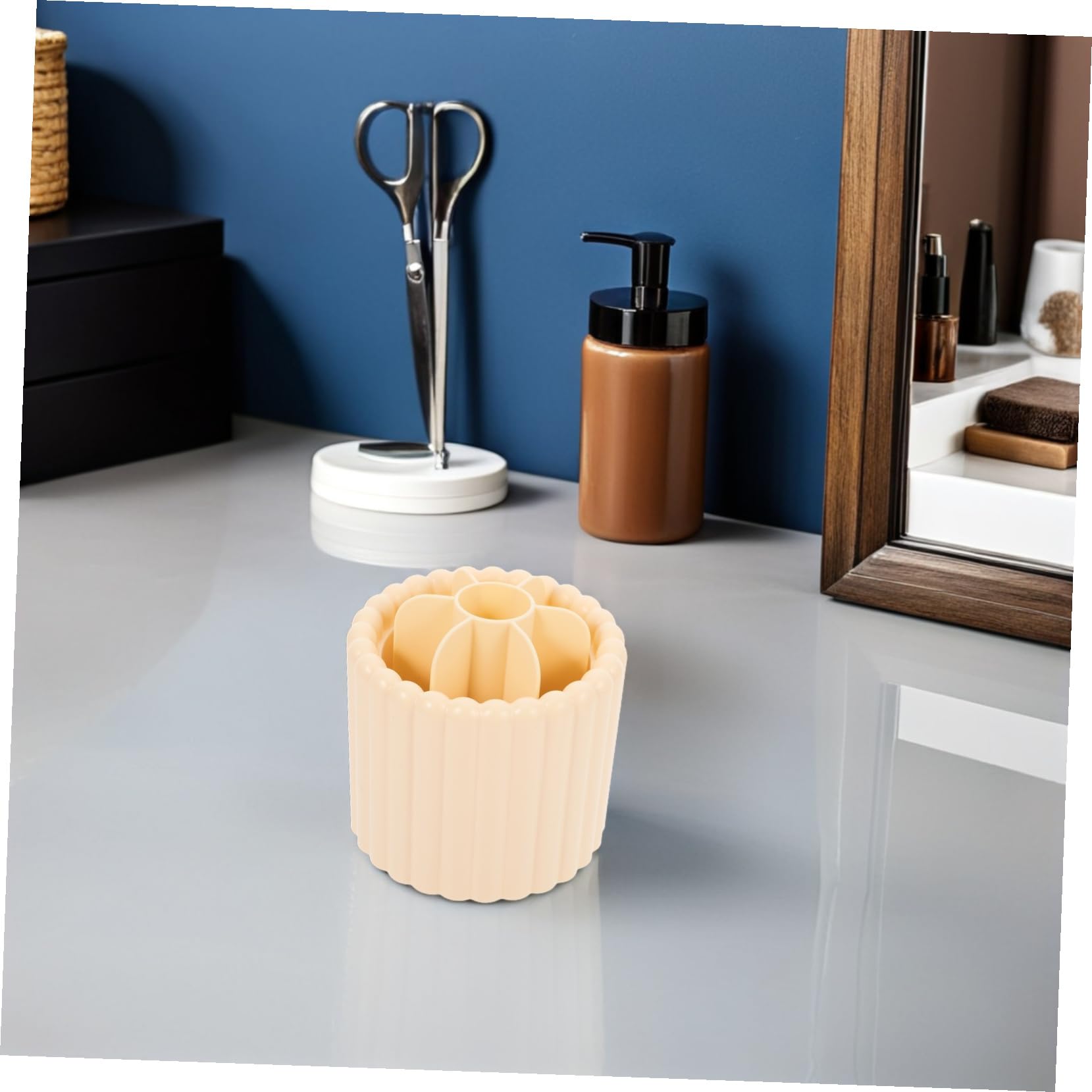 2 Pezzi Organizer Rotante per Pennelli da Trucco Scatola Multifunzionale per Pennelli e Penne Porta Cosmetici e Accessori da Scrivania Design Elegante per Bagno e Vanity