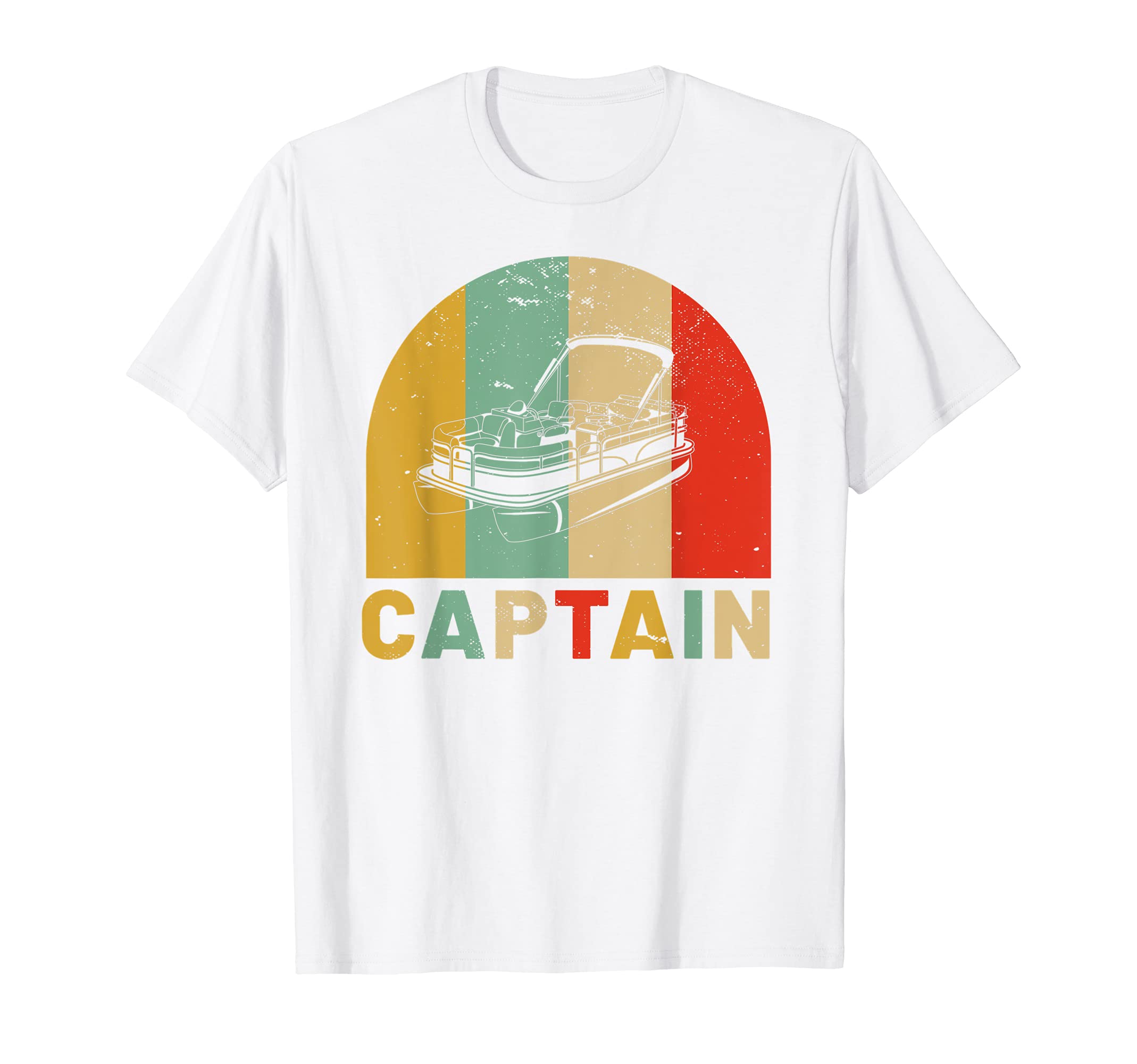 Pontoon Boat Captain Vintage Sunset Style Boating T-Shirt, White