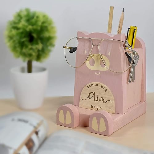 Miniatura 28 de I'm - Soporte multiusos de madera para lentes, teléfono, pluma y lápiz, accesorios de escritorio, decoración de escritorio, hogar, oficina, Oso