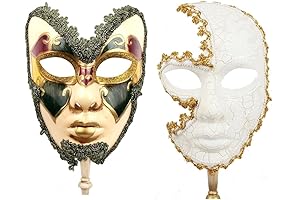 YU FENG 2-Pack Couples's Cosplay Masks Venetian Mardi Gras Masquerade Masks Party Costumes