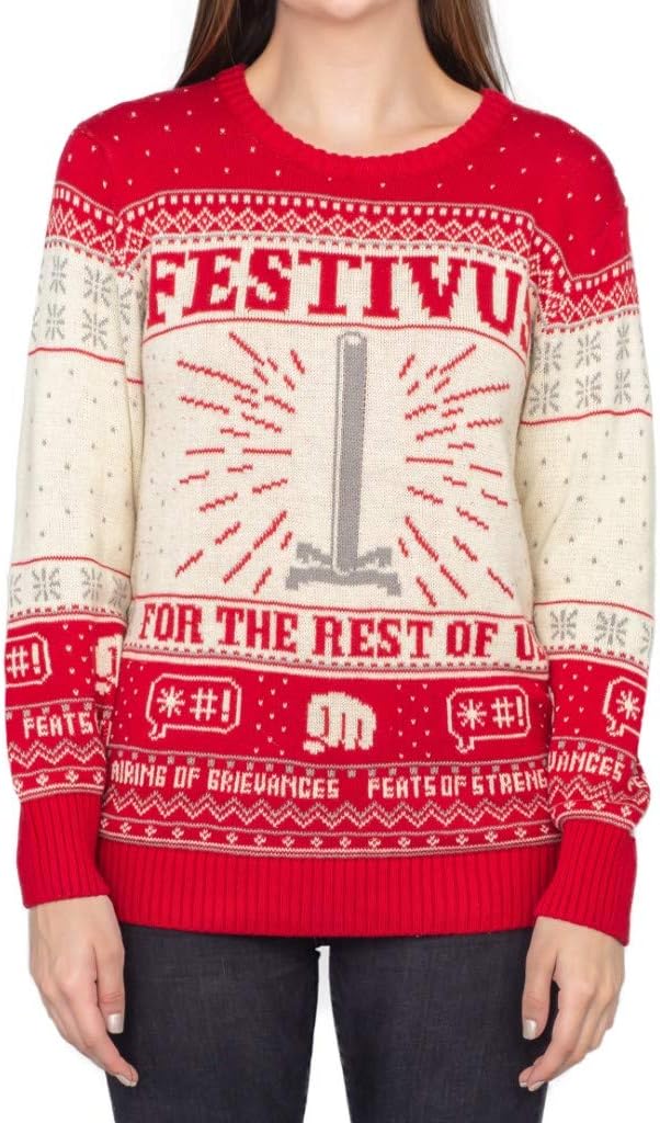 Seinfeld Festivus for The Rest of Us Pole Cream Ugly Christmas Sweater - Long Sleeve