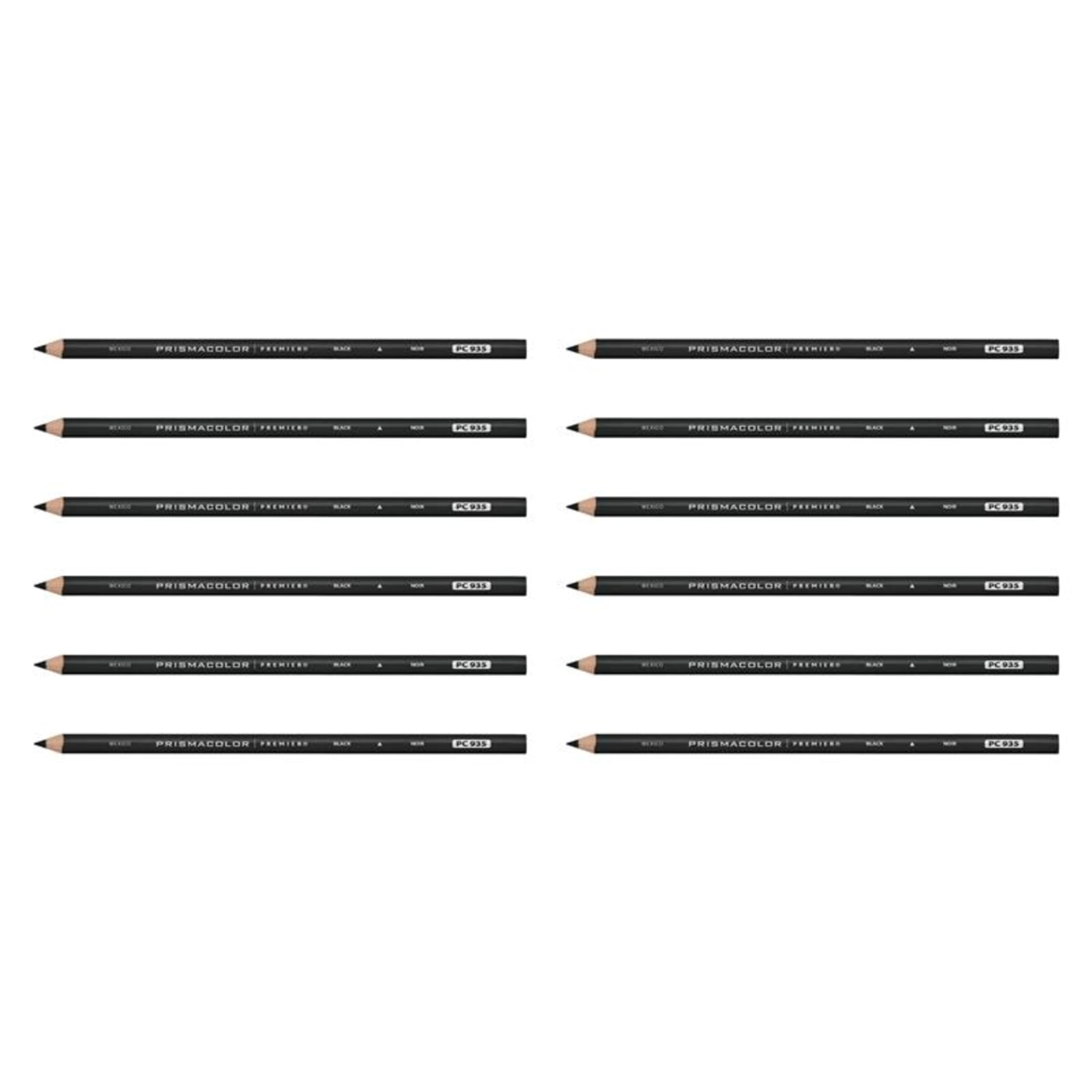 Prismacolor Premier Colored Pencils, Black Lead/Black Barrels, 12/Pk (3363)
