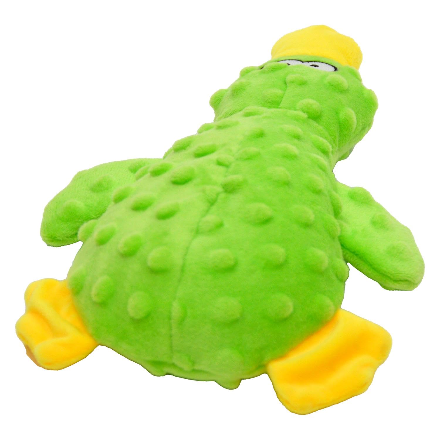 JACK AND VANILLA, Soft Plush Dog Toy Duck with Squeaker, Ideal for Small and Medium Dogs 25 cm, Green, Bubble Plush - Image 3