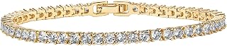 14K Gold Plated 3mm Cubic Zirconia Classic Tennis Bracelet | Gold Bracelets for Women