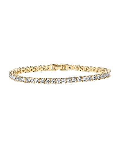 PAVOI 14K Gold Plated 3mm Cubic Zirconia Classic Tennis Bracelet