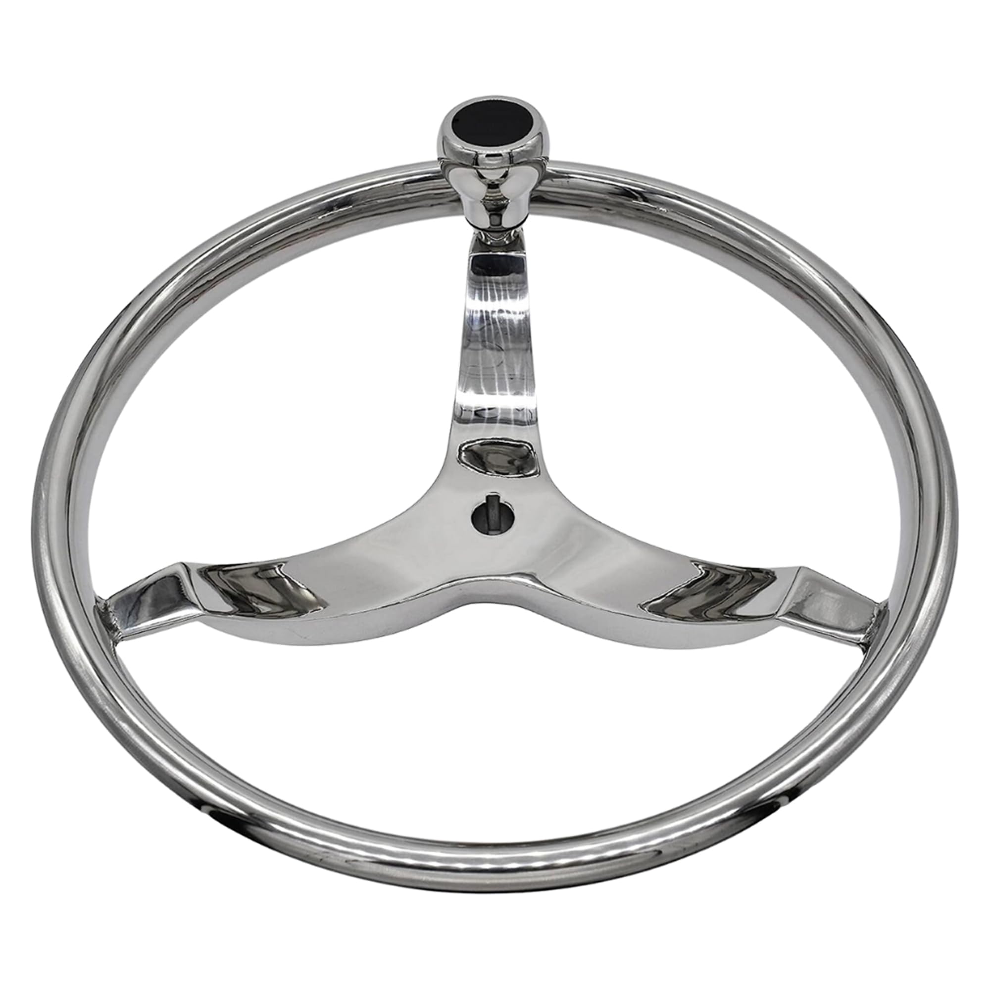 MARINE CITY 3-Spoke Sport Steering Wheel, 304 Grade Stainless Steel, with Knob, for Marines, Boats, Yachts, Marine Accessory Hardware (13-1/2