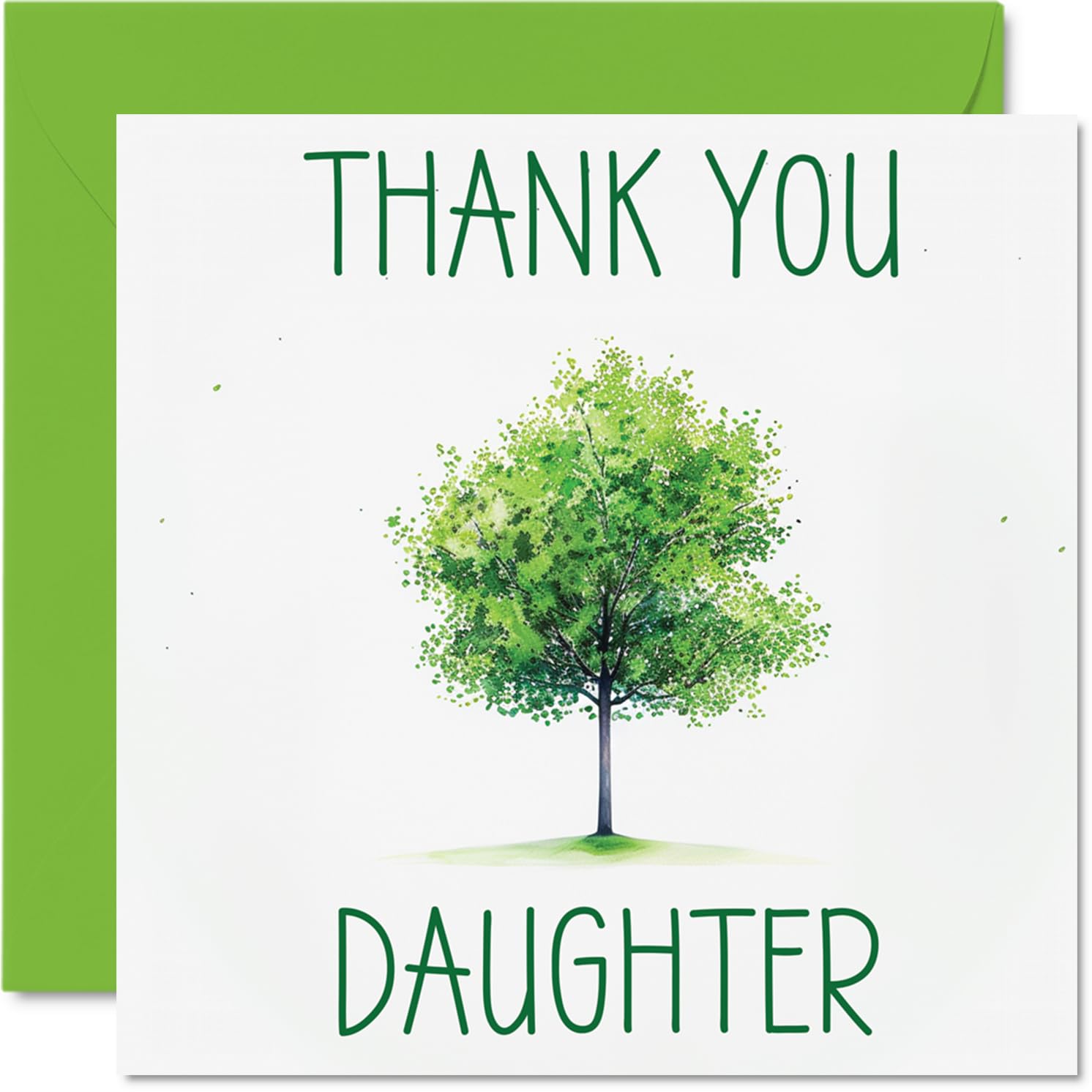 Thank You Cards for Daughter - Colourful Green Tree - Thankyou Cards for Her Women, Heartfelt Appreciation Card, 145mm Thank You So Much Greeting Gifts