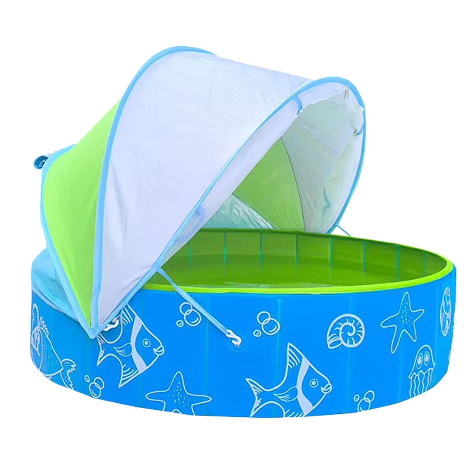 Basen Dla Dzieci Z Daszkiem 119,9 cm x 30,0 cm nienadmuchiwany składany | Basen kąpielowy dla dzieci do zabawy Letni, plażowy, ogrodowy, tarasowy, podwórkowy,
