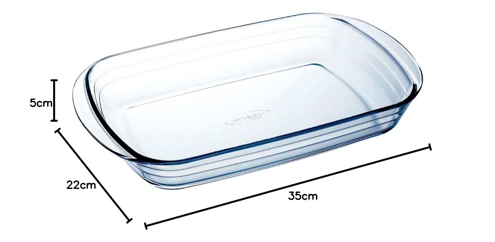Tradineur Teglia Rettangolare In Vetro 5L - Adatta A Forno, Microonde E Congelatore - 40,4x25 Cm