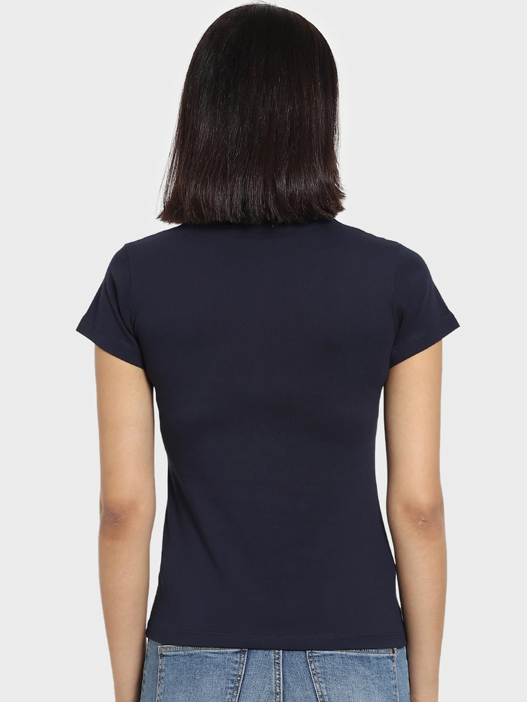 Bewakoof 243240_BK - Camiseta de manga corta con cuello redondo para mujer (paquete de 1)