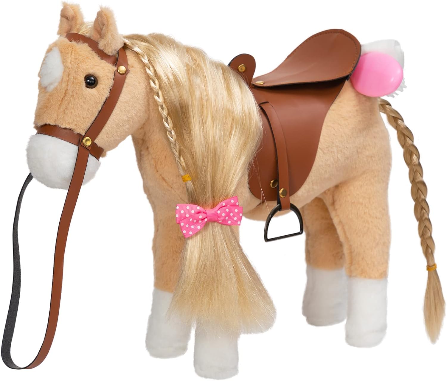 BEJOY Plush Horse Toy, Palomino Horses Pretty Plush Toy Pretend Play Horse Gift for Girls Kids 11 inches, Beige