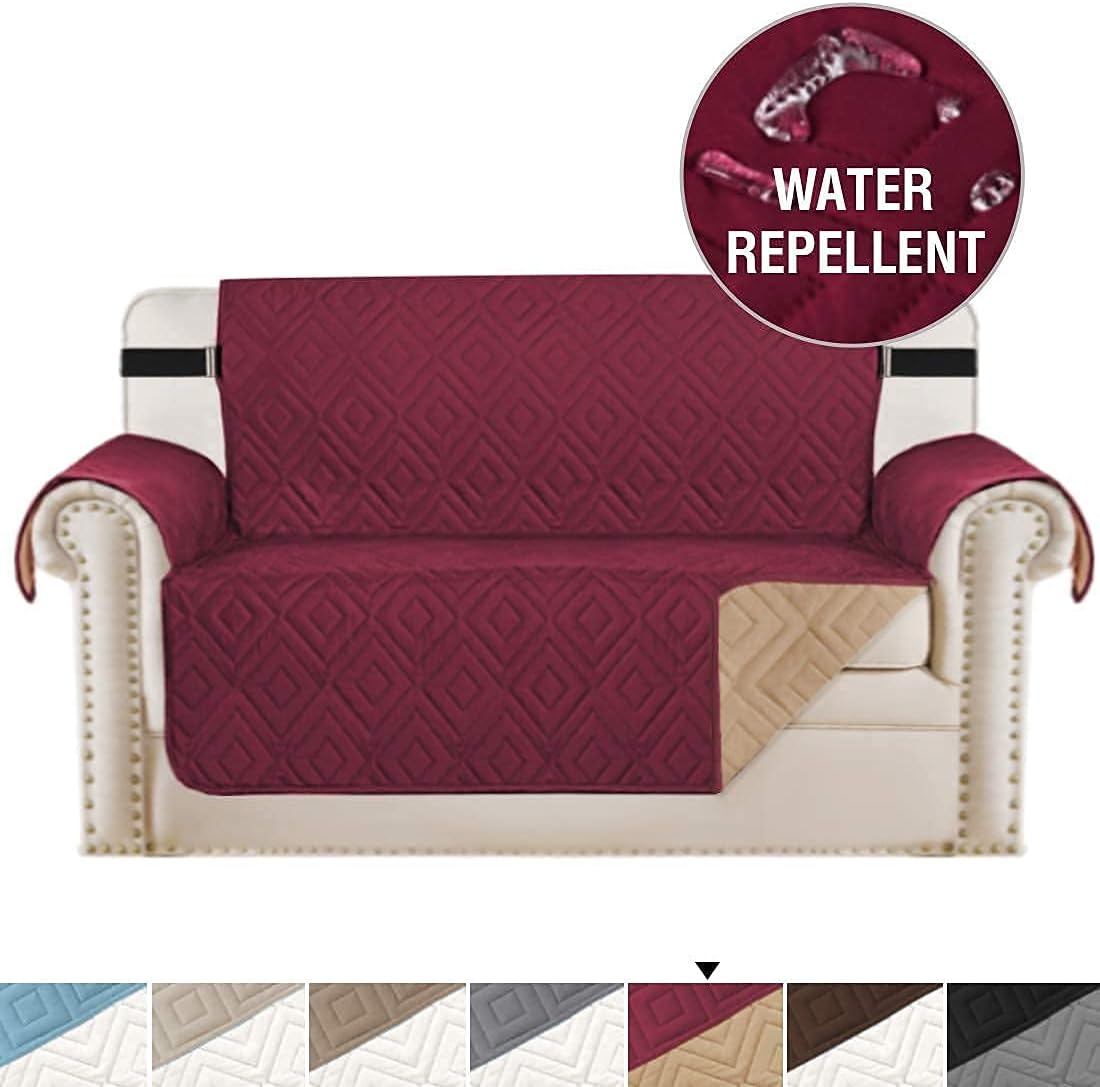 H.VERSAILTEX Reversible Sofa slipcover Bundles Loveseat slipcover, Burgundy