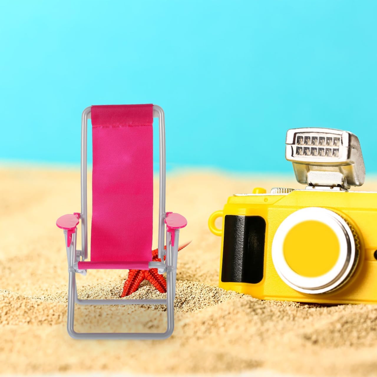 2PCS Miniature Beach Chair Dollhouse Mini Folding Chairs Mini Sunbath Longue Deck Dollhouse Furniture Accessories for DIY Fairy Garden Beach Decoration