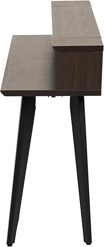 Vista 25 de Gator Frameworks Elite Series - Escritorio con teclado de 61 notas con diseño abatible y paso de cable trasero, acabado gris madera flotante