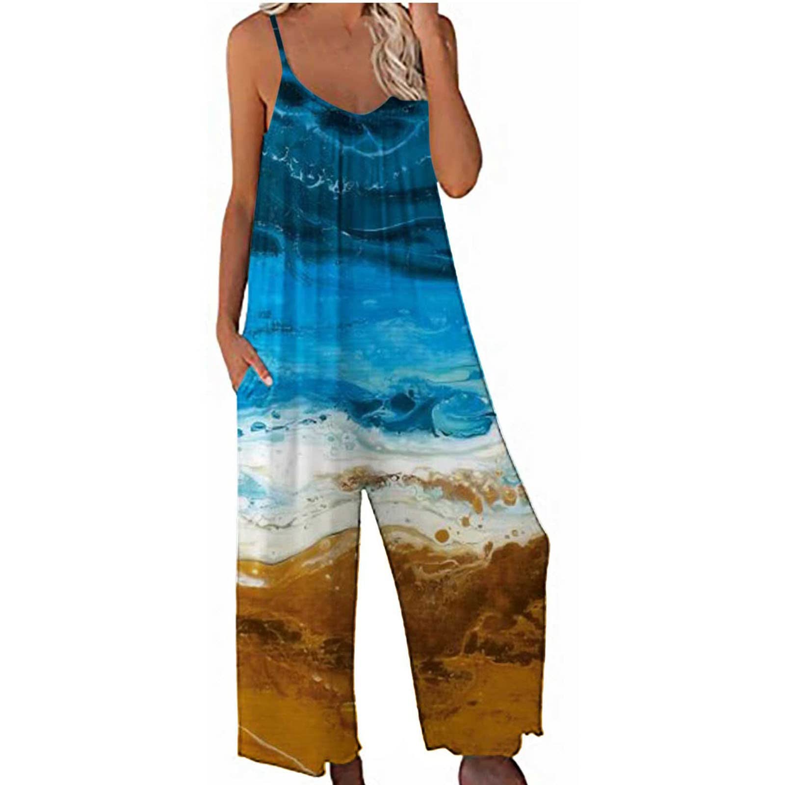 Tall Length Jumpsuits For Women Casual Summer Sleeveless Spaghetti