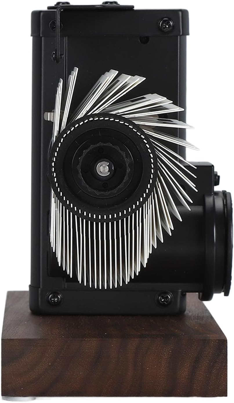 Yinhing Flip Clock Vintage, Large Numbers Mechanical Clock, Flip Desk Clock, with Wood Base, 12h Digital Flip Clock for Living Room,Outdoor,Commercial Places (Black Frame White Page)