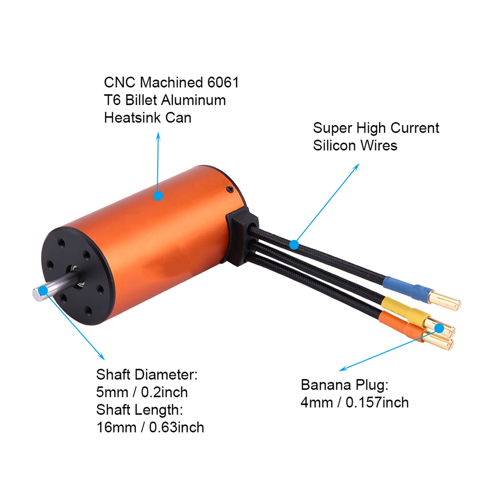Silnik modelarski, 4-biegunowy bezczujnikowy silnik 3670 1900KV 5mm wału do samochodu RC 1/8