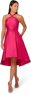 Womens Halter Hi Low Mikado Dress